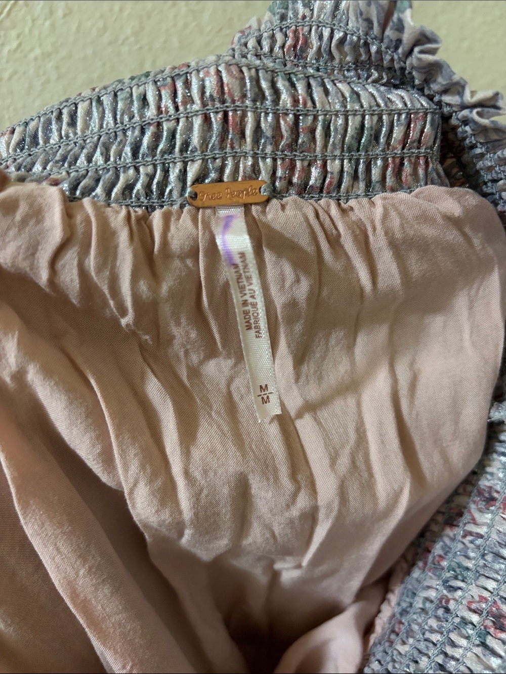 Free People Silver Metallic Floral Tiered Mini Skirt - Picture 2 of 2